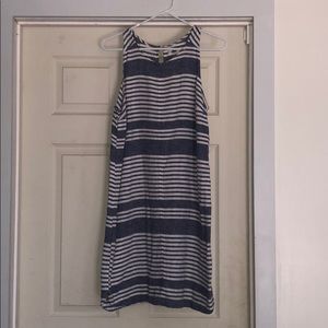 Blue and white dress